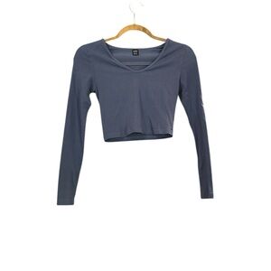 SHEIN Women's Long Sleeve Crop Top - Blue